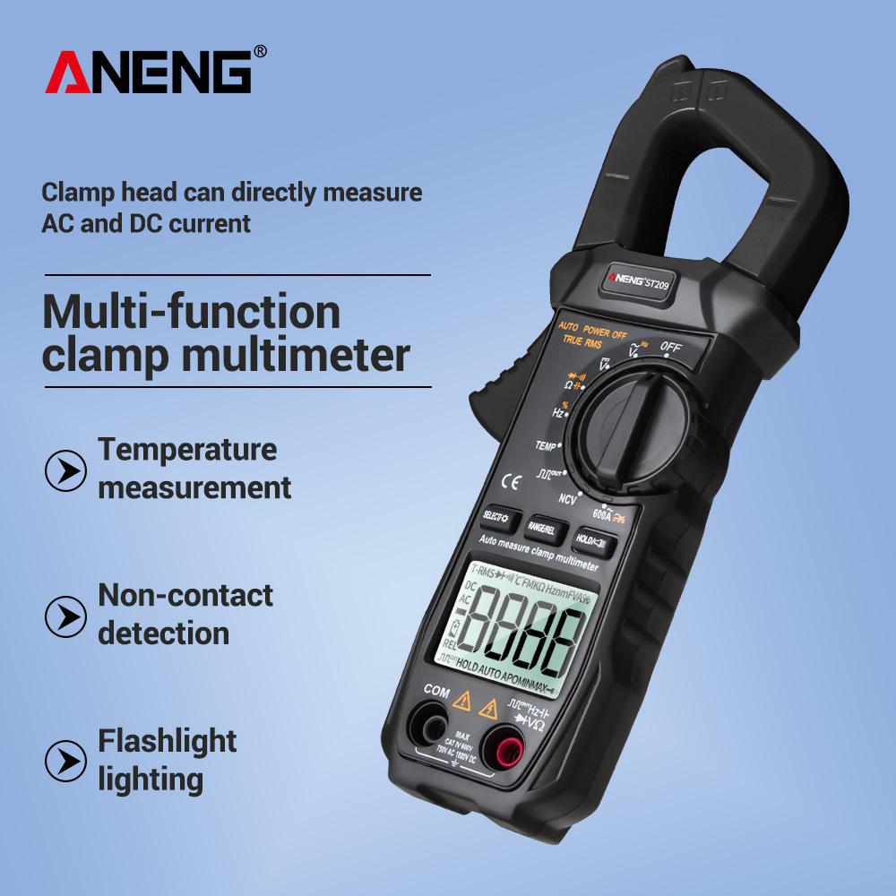 ANENG ST209 Digital Clamp Meter Multimeter 6000counts True RMS Mini Amp DC/AC Clamp Meters voltmeter 400v Automatic Range: black
