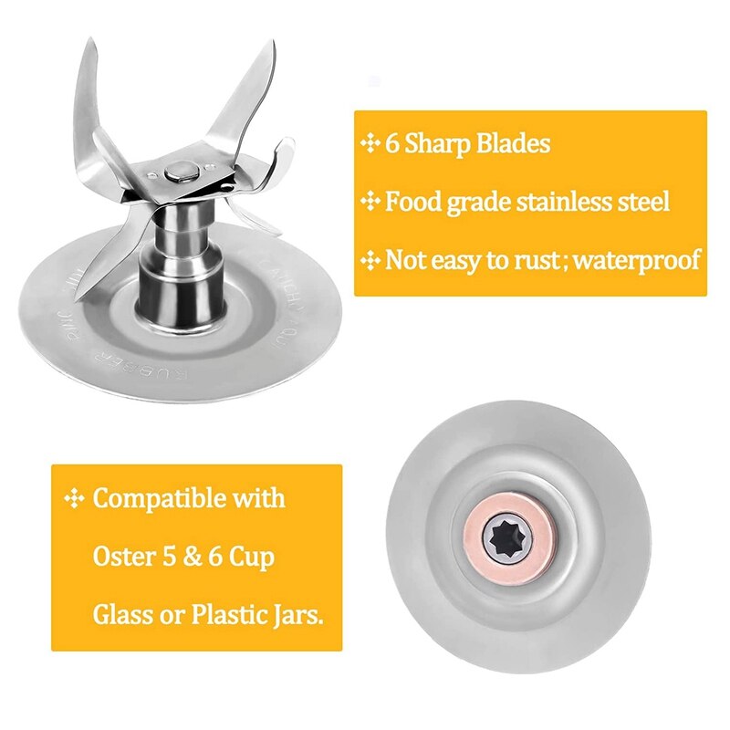 Replacement Parts with Oster Blender Ice Blades ,Bottom Cap Rubber Sealing O-Ring Gaskets Coupling Stud Slinger Pin Kit