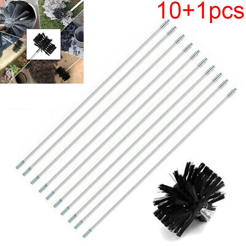 11 stks/set Nylon Boren Brush Cleaner Met Lange Staaf Schoorsteen Vegen Ketel Huis Schoonmaken Flexibele Handgereedschap