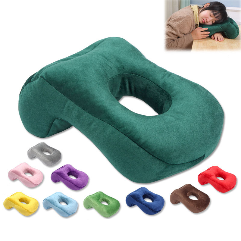 Solid Colors Velvet Nap Pillow Multi-function Hollowed-out Office Portable Cozy Sleeping Pillows For Adult Student Home Travel