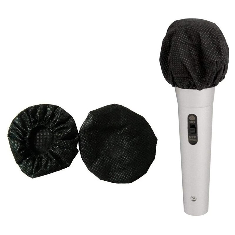 RISE-200 Pcs Black Disposable Microphone Covers Karaoke Anti-Splash Mic Cover Dust-Proof Accessories