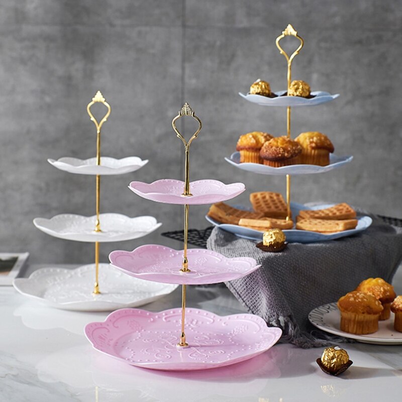 Afneembare Cake Stand Europese Stijl 3 Tier Gebak Cupcake Fruitschaal Serveren Dessert Houder Wedding Party Home Decor