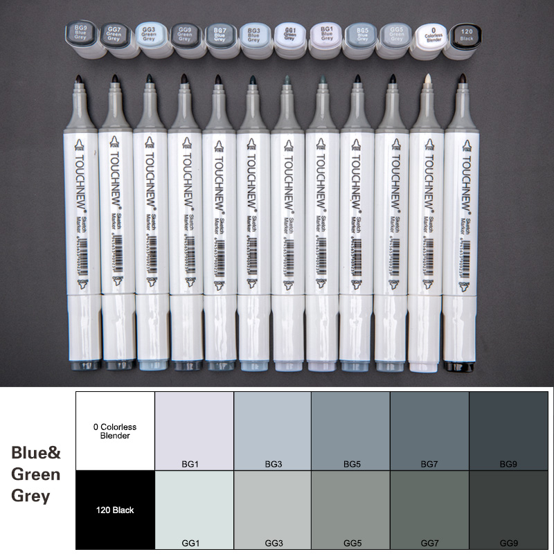 TOUCHNEW 12/30 Kleur Cool Grijs Marker Warm Grijs Marker Set Dual Tips Alcohol Gebaseerde Kunst Marker voor Tekening Manga Mark Art leverancier