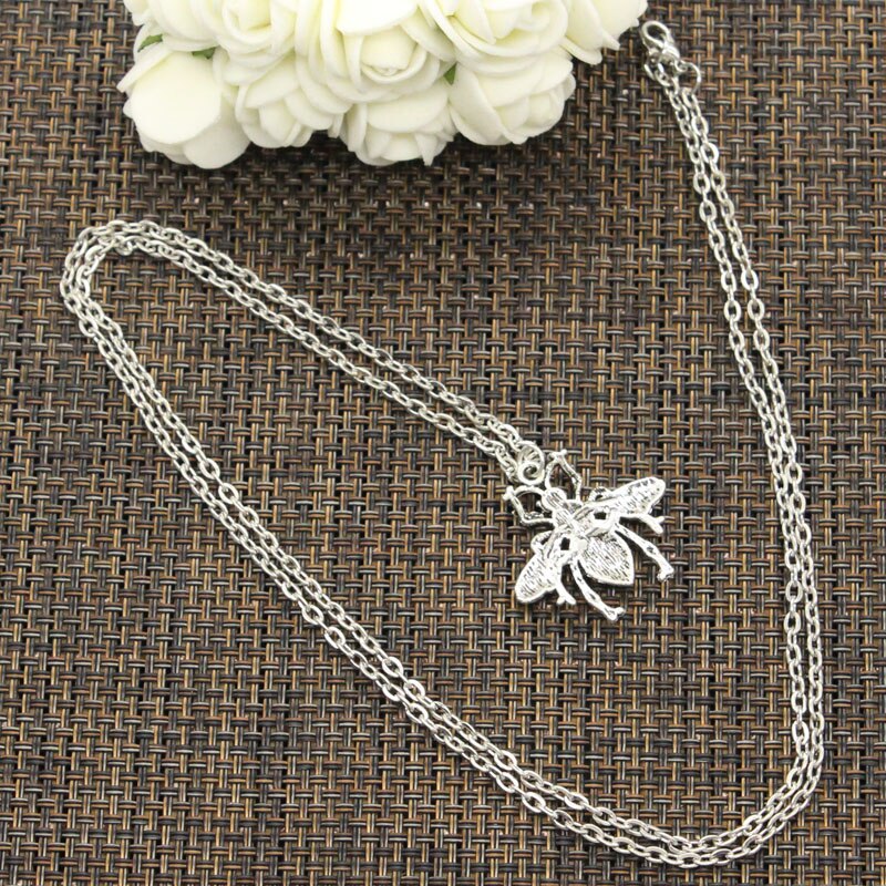 Tibetan Silver Color Pendant Bee Bug Choker Charm Short Long DIY Necklace Factory Price Handmade Jewelry