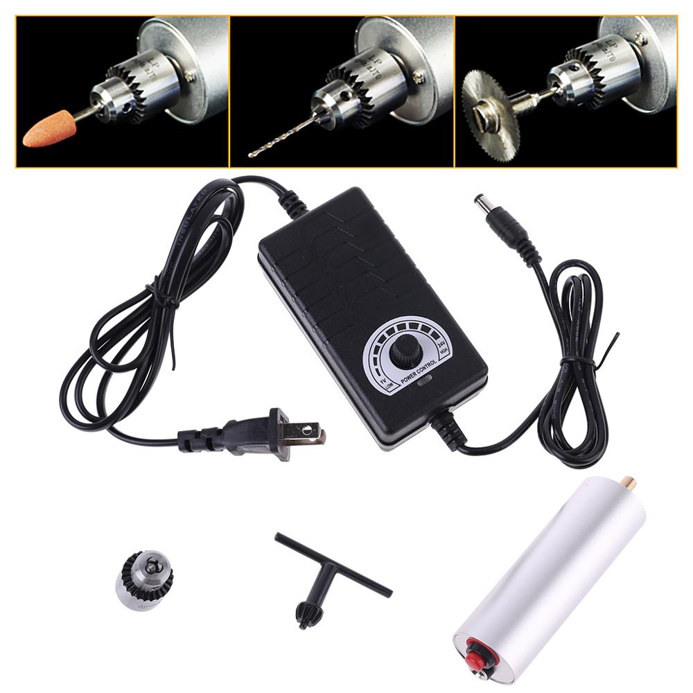 DC 3V-24V Mini Electric Hand Drill Rotary Tool DIY 385 Motor w/ 24V Power Supply
