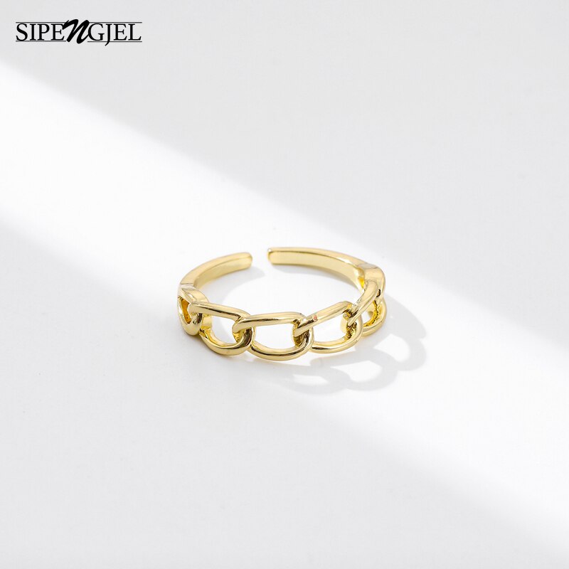 Anillos sencillos con forma de cadena para mujer, joyería para y boda, círculo ajustable abierto, Vintage,