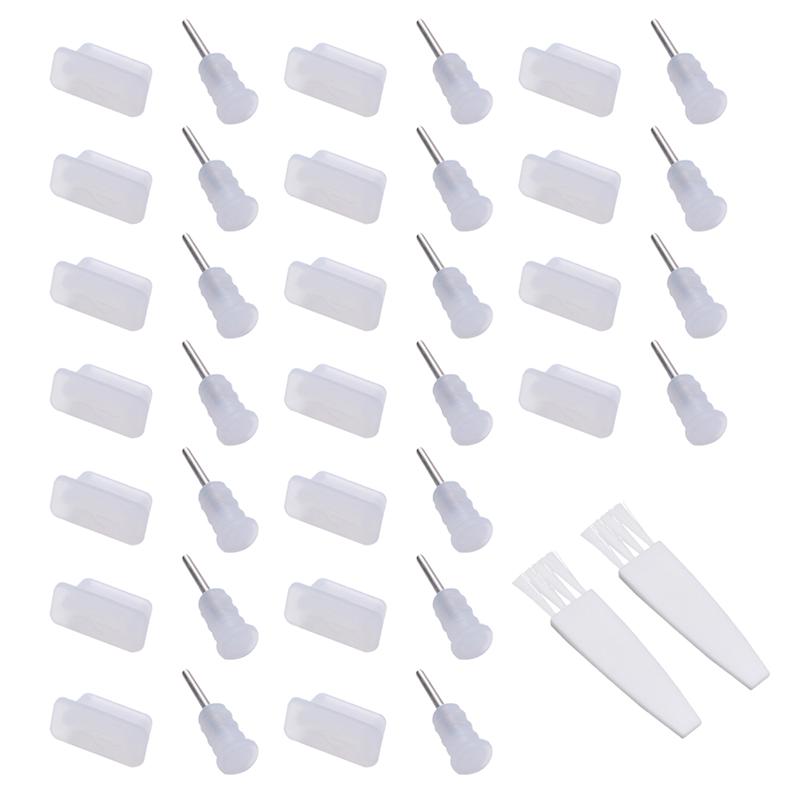 Juego de enchufes de teléfono tipo C, puerto USB tipo C y conector de auriculares de 3,5mm para Samsung Galaxy S8 S9 Plus Huawei P10 P20, 20 pares: Transparent