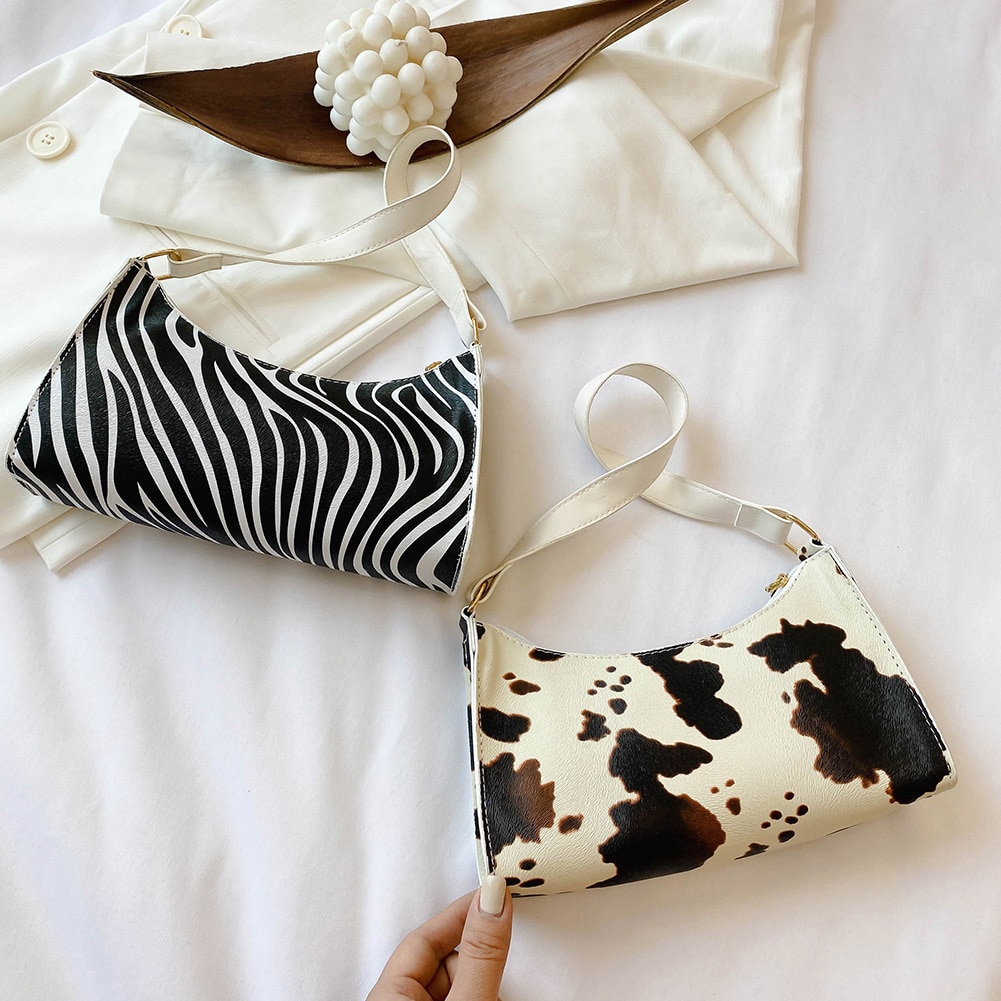 Ebene Zebra Kuh aufbringen Tote Taschen Frauen Kupplung Handtaschen lässig PU Leder Weibliche Unterarm Schulter Bote Tasche