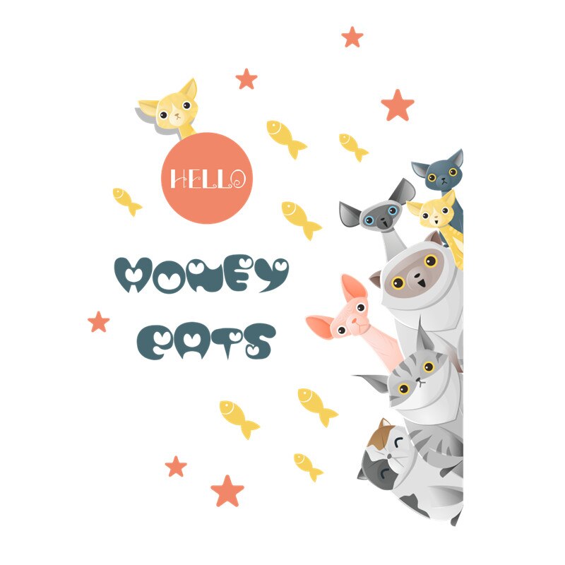 3d Vivid We Zijn Blij Familie Hond Kat Poot Deur Muurstickers Voor Kinderkamer Huisdier Decoratie Muurstickers Muurschildering arts Poster: 280