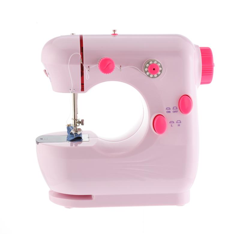 Mini Electric Sewing Machine Household Multi-Function Micro-Sewing Machine w/ Foot Pedal US Plug 2-Speed Adjustable Lightweight: Pink