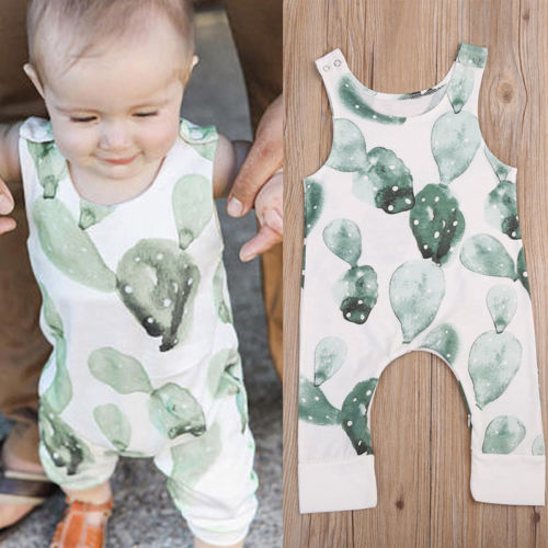 Ärmelloser strampler mit kaktusmotiv für babys und kleinkinder, mädchen und jungen