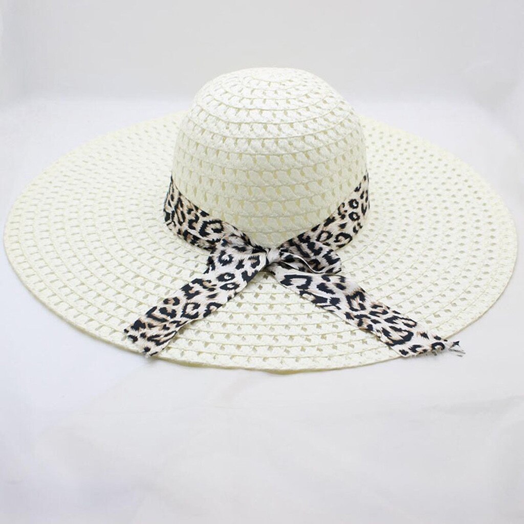 Zomer Strooien Hoed Vrouwen Grote Brede Rand Strand Hoed Zonnehoed Opvouwbare Zon Blok Uv Bescherming Panama Hoed Bone Caps chapeu Feminino: Milk White 