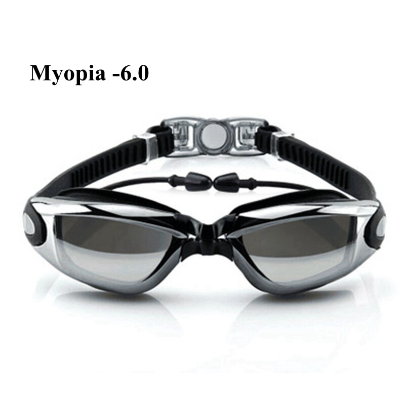 Swimming Goggles Myopia Waterproof Anti-fog UV Swim Diving Glasses Underwater Silicone Coating Dive Goggles: -6.0