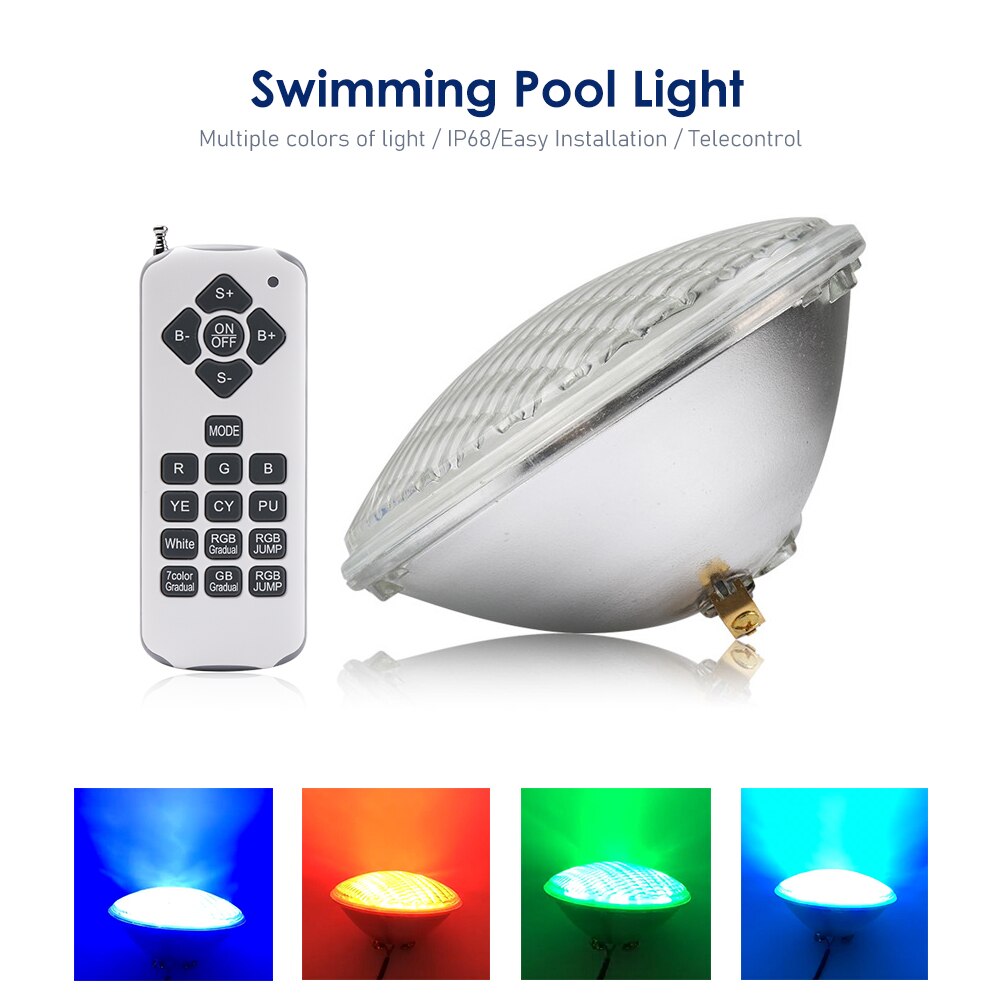 Par 56 undervandslys led swimmingpool lys harpiksfyldt vægmonteret lampe 12v rgb/varm/kold hvid  ip68 vandtæt lys