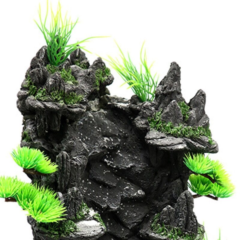 D08D Aquarium Decoration Artificial Resin Landscape Lifelike Fish Tank Rock Mountain View Underwater Sand Waterfall