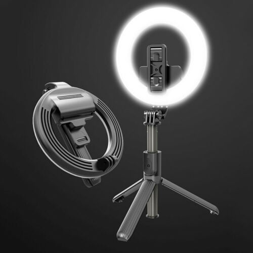 4 in 1 selfie ring light wireless Bluetooth selfie stick mini tripod Handheld Extendable selfie stick With Remote: With beauty lamp