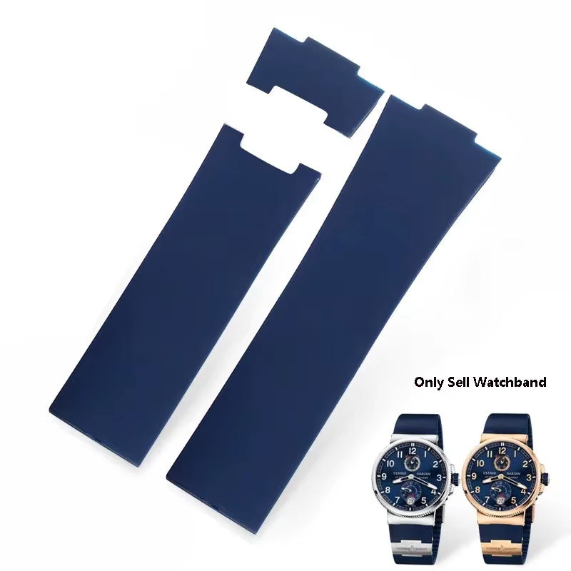 Siliconen horlogeband voor Athene Observatie Navigatie 113 Heren Dames Waterdicht Voor Ulysse Nardin Rubberen horlogeband 25 mm: GREEN BLUE