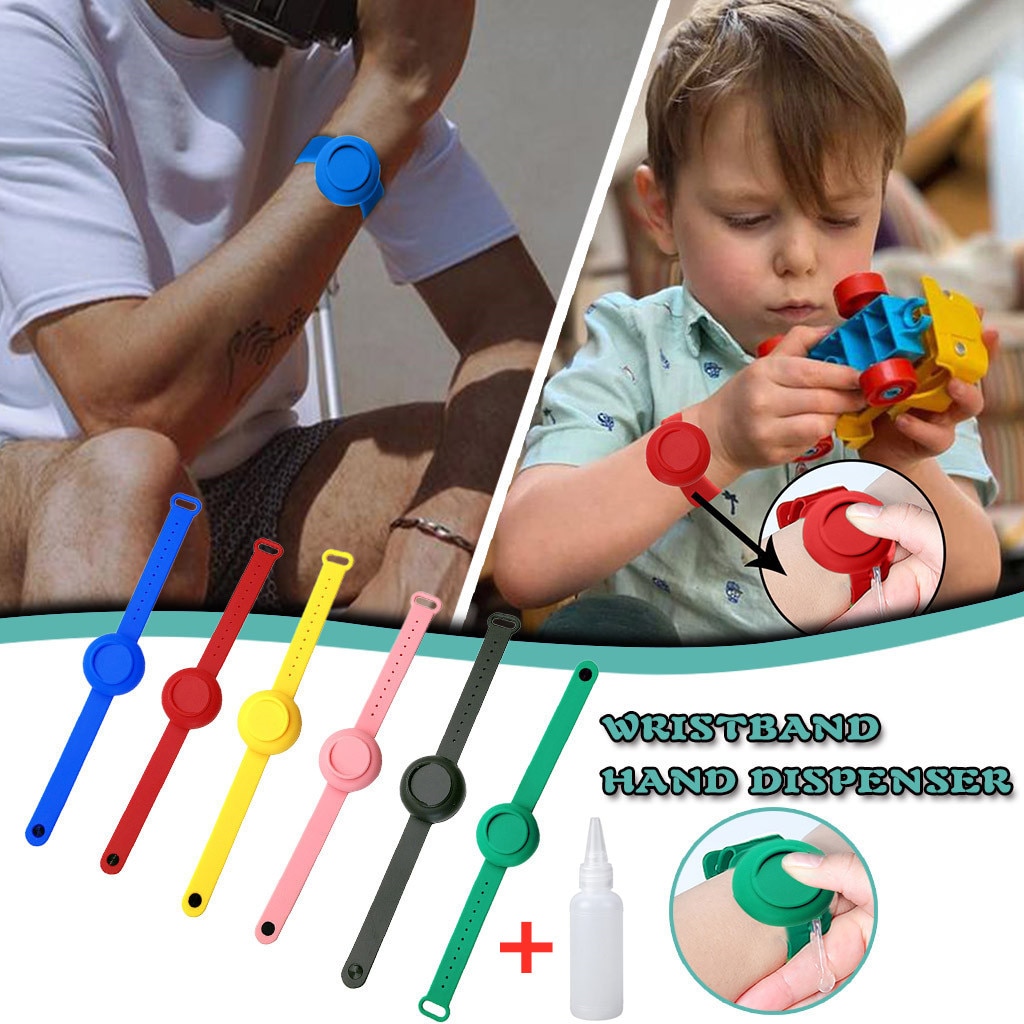 Adulte enfants liquide Bracelet distributeur de main Gel de lavage des mains entier désinfectant Silicone alcool distribution Bracelet dragonne #40