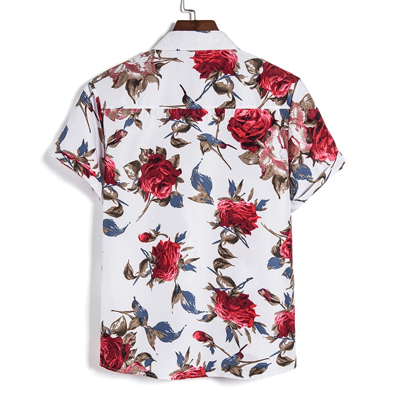 Mænds slim fit blomsterprintede skjorter til mænd kortærmet blomstret skjorte herre basic toppe casual plus size skjorter