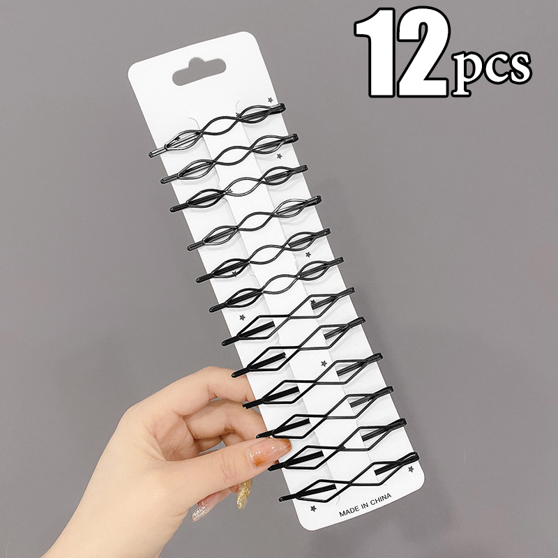 Horquillas onduladas para el cabello, pasadores negros de Metal, pasadores invisibles BB, accesorios para el cabello, 3/12 piezas: Azul