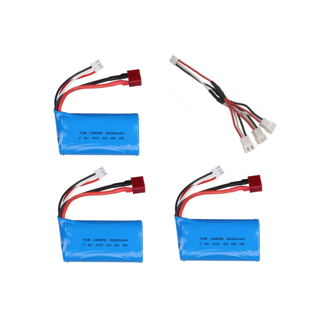 7.4V 3000mAh lipo Battery 18650 for Q46 Wltoys 10428 /12428/12423 RC Car Spare Parts 7.4V 2S battery with charger for toys parts: Purple