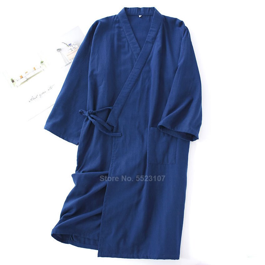 Men Kimono Bathing Robes Cotton Sauna Nightwear Pajamas Wave Print Vintage Japanese Style Yukata Sleepwear Breathable Clothing: Color4 / M