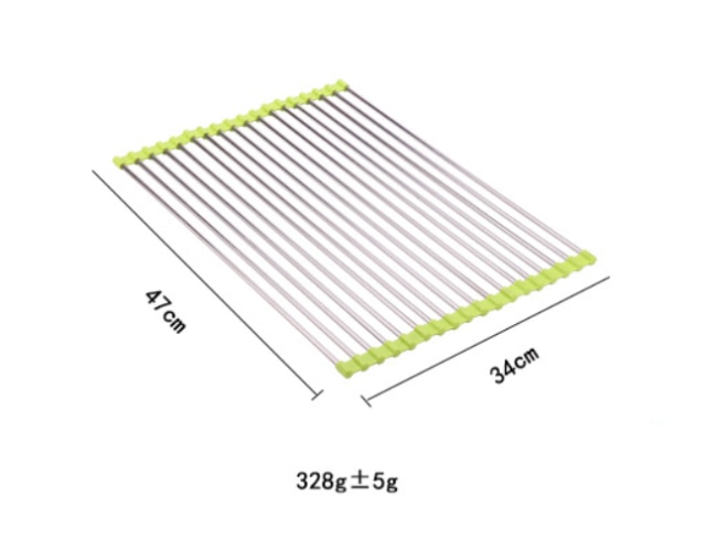 Kitchen Sink Rack Dish Drying Rack Foldable Roll-up Sink Draining Rack Stainless Steel Household Magic Rolling Sink Stand Black: 18 Tubes Large