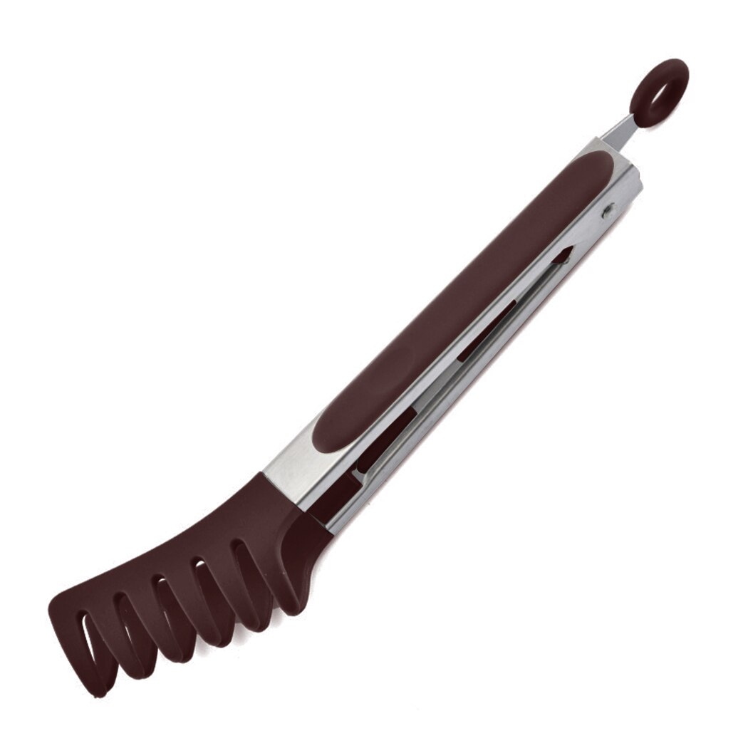 Pince à nouilles en Nylon et Silicone, 9 pouces, pinces à Spaghetti, poignée en acier inoxydable, ustensiles de cuisine, accessoires de cuisine: Gray