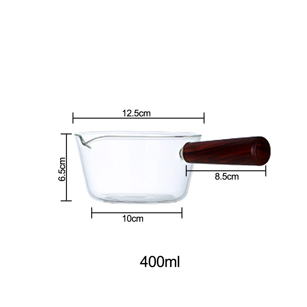 Transparent Glass Pot Single Handle Baby Food Supplement Soup Pot Korean Instant Noodle Pan Salad Vegetable Bowl: 400ML