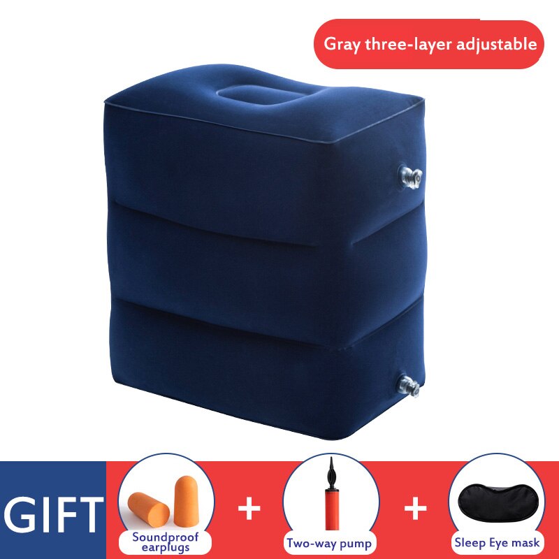 Inflatable Foot Rest Cushion - Travel Pillow for Airplane, Office, Home - 45x31x50cm - Folding - Flocking PVC