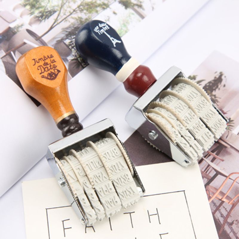 Tre dato stempel til diy scrapbooking håndverk dekor rullende hjul årgang forsyning