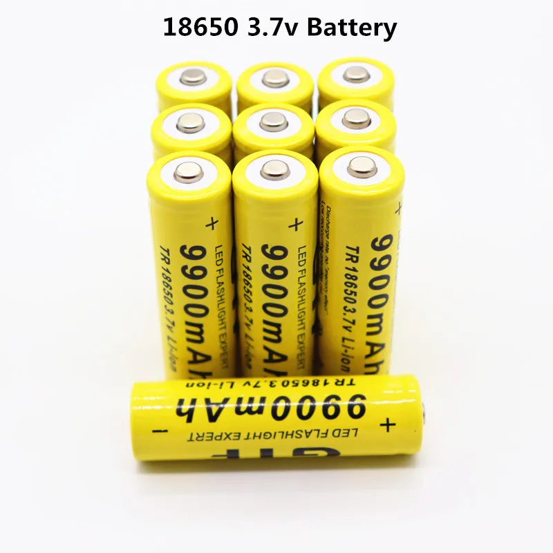 100% 18650 battery 3.7V 9900mAh rechargeable flash light battery 18650 battery + USB charger