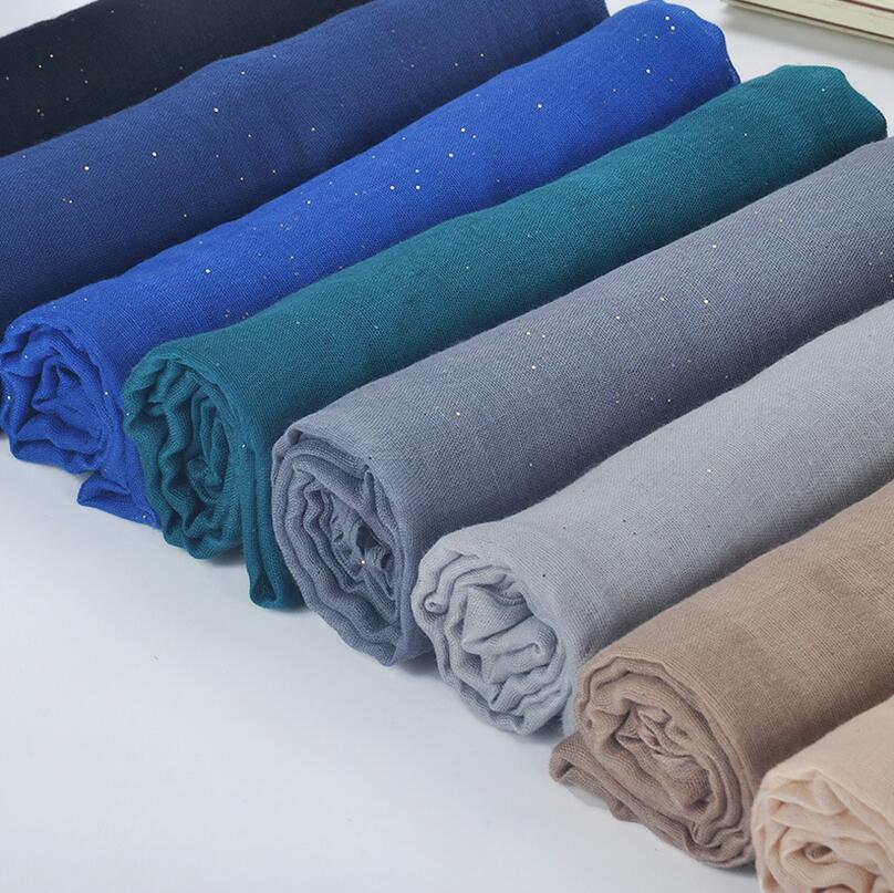 1 Pcs Plain Hijaabs Voor Vrouwen Viscose Solid Shawl Glitter Gouden Sjaal Moslim Hoofd Wrap Elegante Sjaals 20 Kleuren Plus size