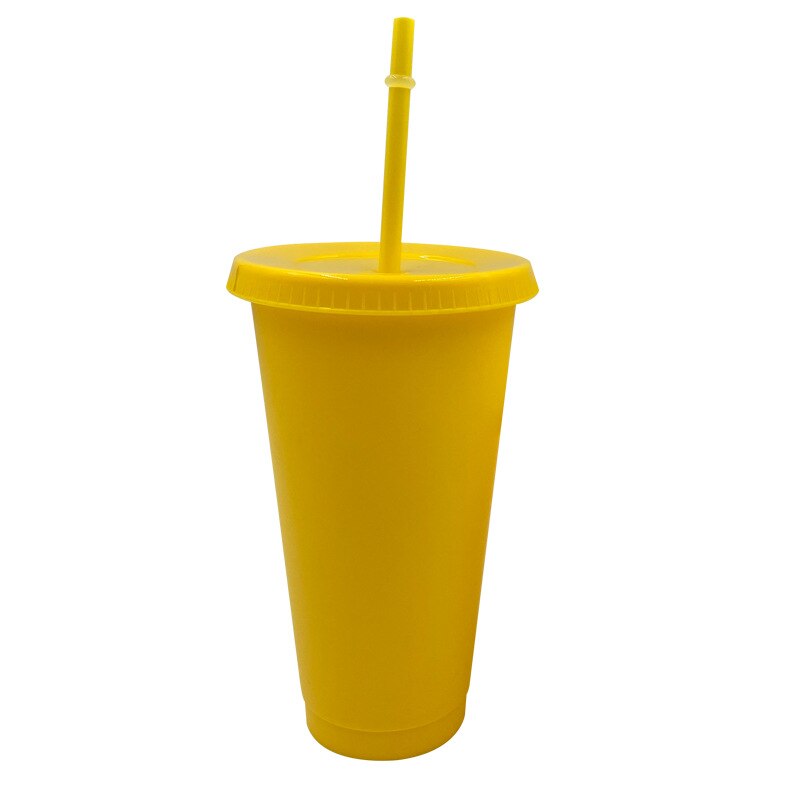 Plastic Stro Cup Multifunctionele Kerst Dag Stro Fles Outdoor Draagbare Leuke Waterfles Kantoor Drank Koffie Mok: L yellow