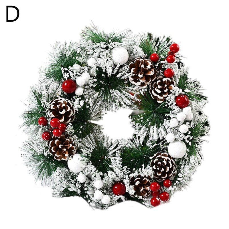 Guirnalda navideña de piñas artificiales, decoración de frutas rojas, ornamento para árbol de pared, puerta delantera colgante: 4