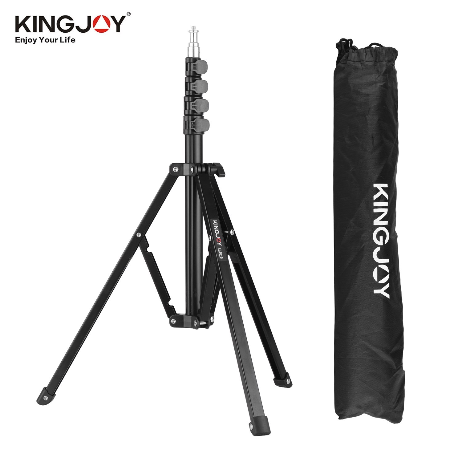 KINGJOY FL2019 Verstelbare Metalen camera Statief Light Stand 8 kg/17.6lbs Laadvermogen 1/4 Inch Schroef Max. hoogte 180cm trepied