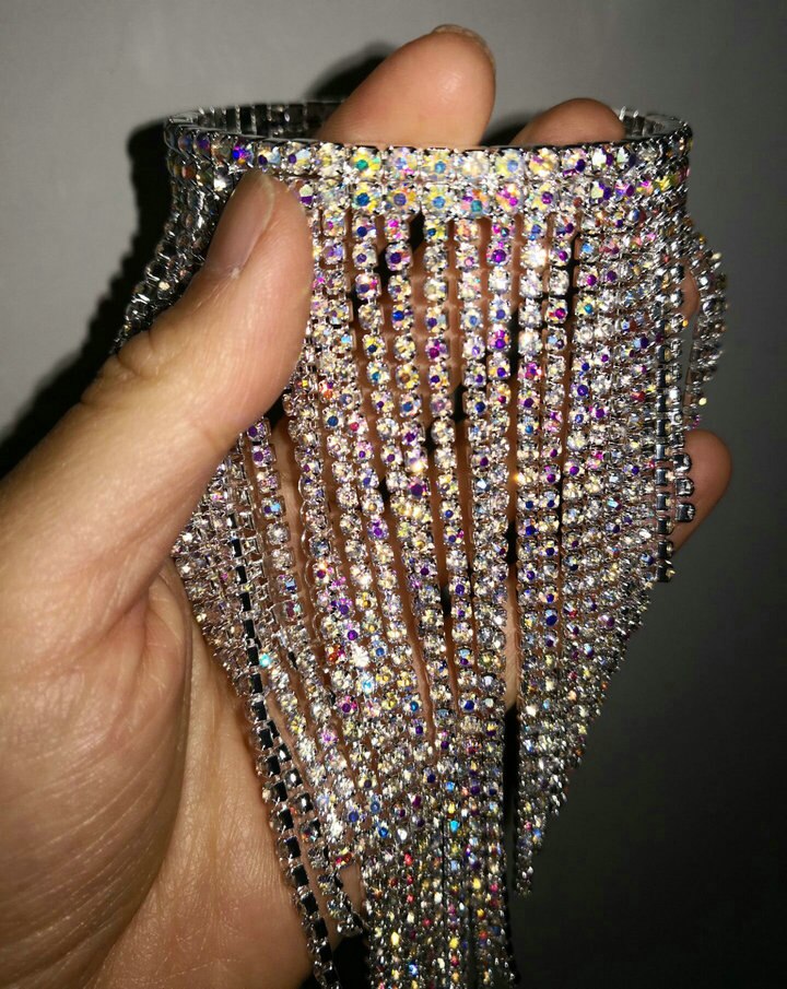 Pulseira de cristal strass, pulseira de braço ab colorido joias de corpo