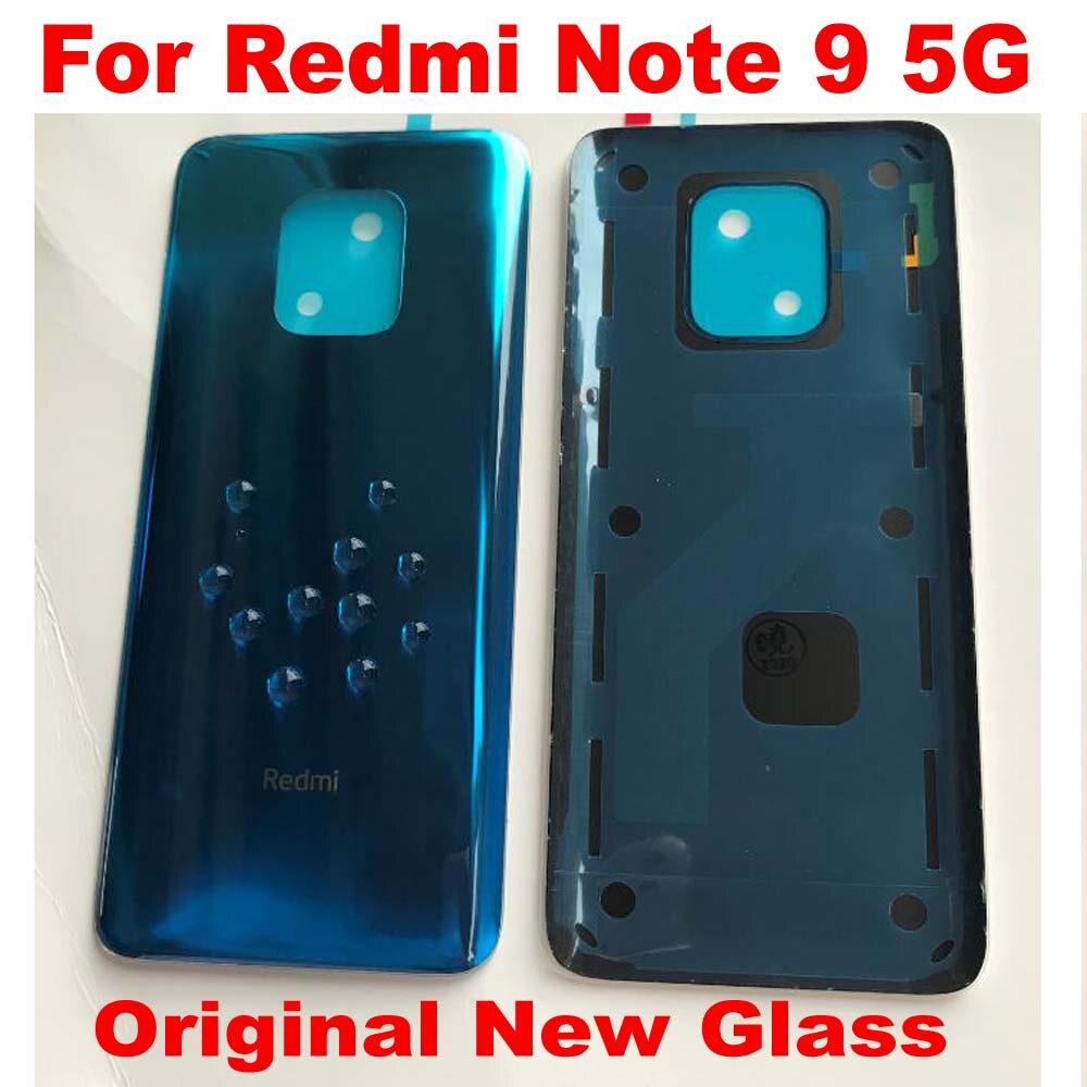 Original bagside batteridæksel note 9 5g glas baghus dørkasse til xiaomi redmi note 9s note 9 pro 10x 4g med klæbende tape