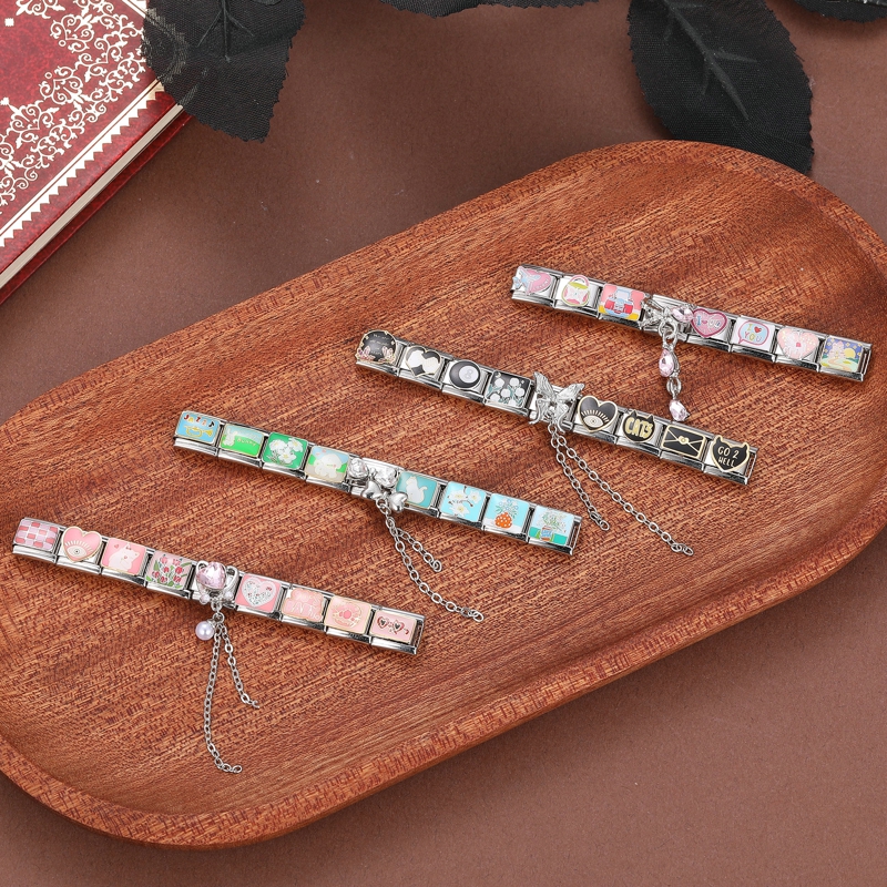 Pulsera de módulo de bricolaje, accesorios de joyería, lindo encanto de estrella de mariposa, enlace italiano, ajuste de pulsera de acero inoxidable de 9mm, joyería Punk