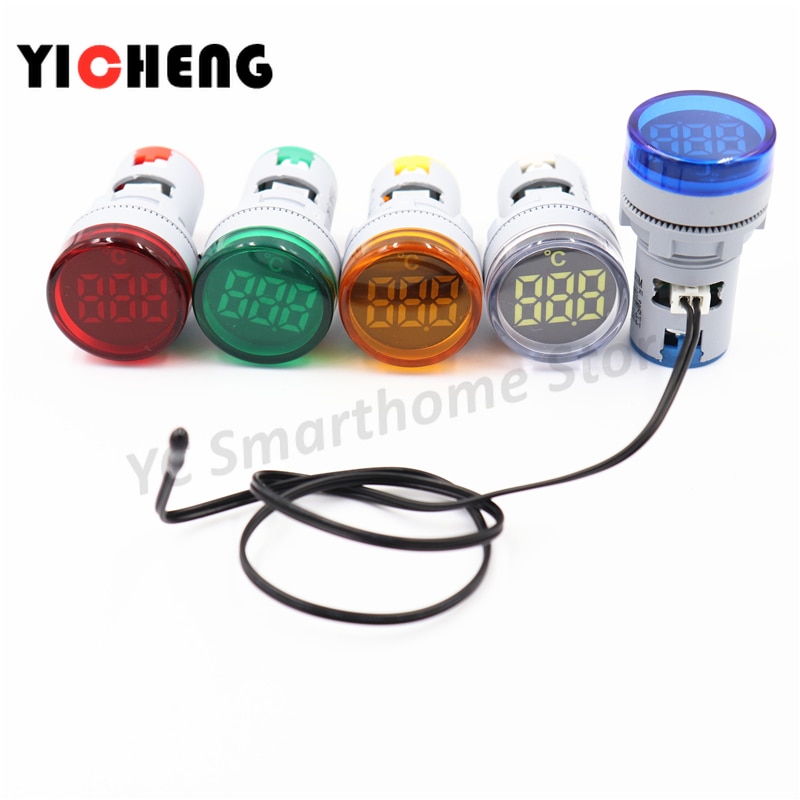 Mini LED digital thermometer 22mm digital display temperature indicator -20-200degrees AC20-380V