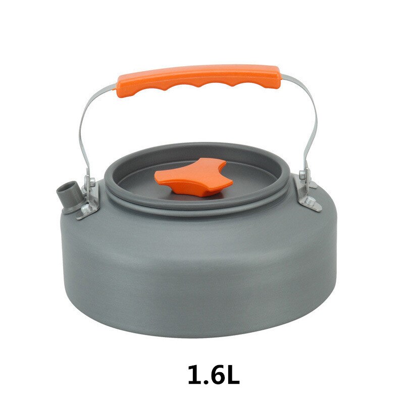 XC aluminium czajnik kempingowy 1.1L/1.6L na wolnym powietrzu kawiarka kemping zastawa stołowa zestaw robić gotowania na piknik podróże piesze wycieczki: 1.6L pomarańczowy