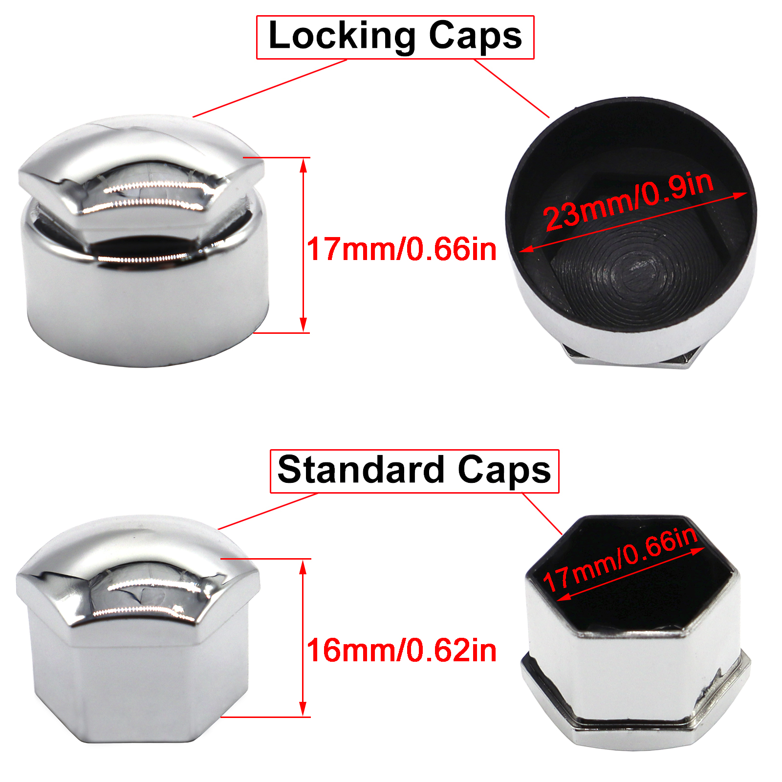 24pcs 17MM Car Chrome Wheel Nut Caps Protector Hub Tighten Screws Covers Tyre Nut Bolts Outward Decoration Studs Guard Vehicle