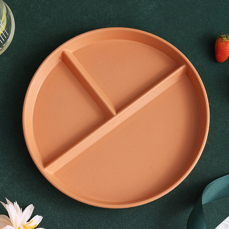 Plato de comida redondo y cuadrado para adultos, plato de cena reutilizable, Control de porciones, dieta, 3 compartimentos, apto para microondas, PP: Azul