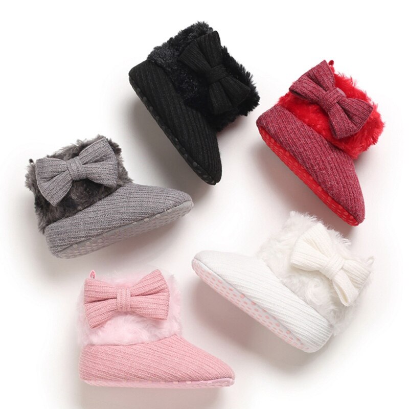 Winter Warm First Walkers Baby Ankle Snow Boots Infant Crochet Knit Fleece Baby Shoes For Boys Girls