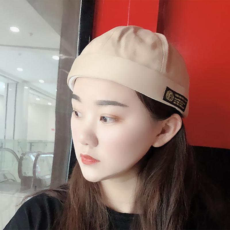 Vintage hip hop mænd kvinder hat vasket bomuld retro kraniet cap justerbar brimless hat udlejer åndbar beanie hat