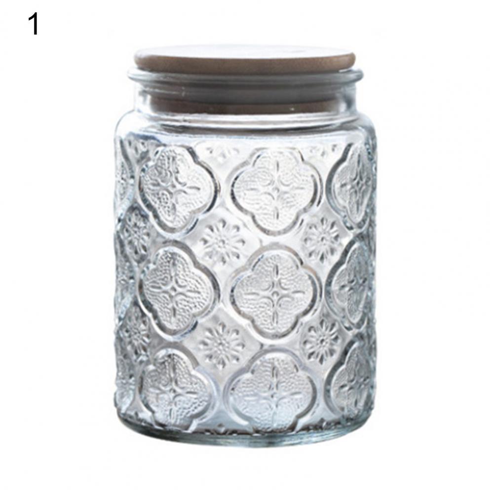 700ml Glass Sealed Jar Kitchen Storage Container Mason Jars with Wood Lid Glass Jar Clear Pasta Airtight Canister Food Storage: 1
