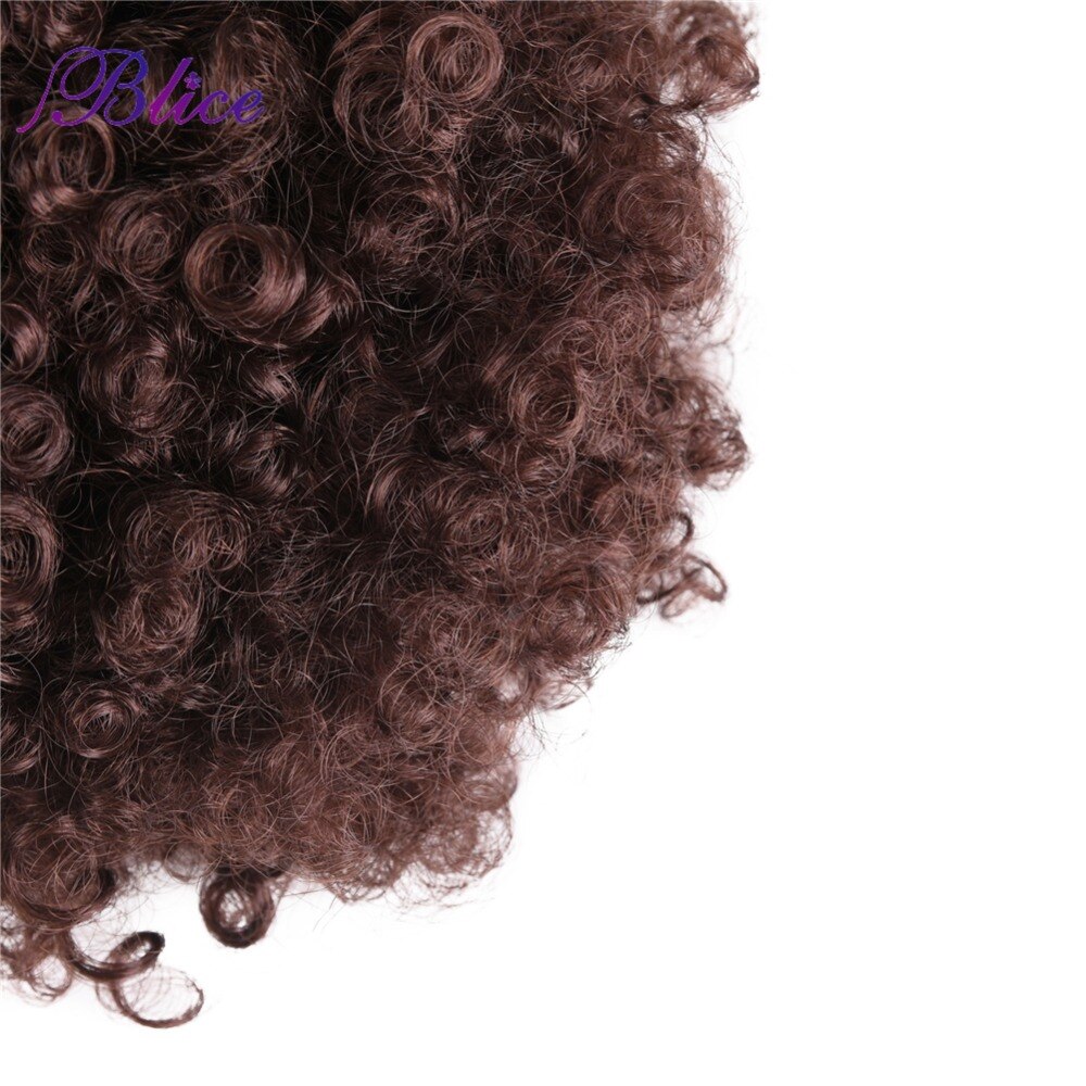 Blice 9inch Synthetic Curly Hair Ponytail African American Short Afro Synthetic Drawstring Puff Ponytail Hair Extensions