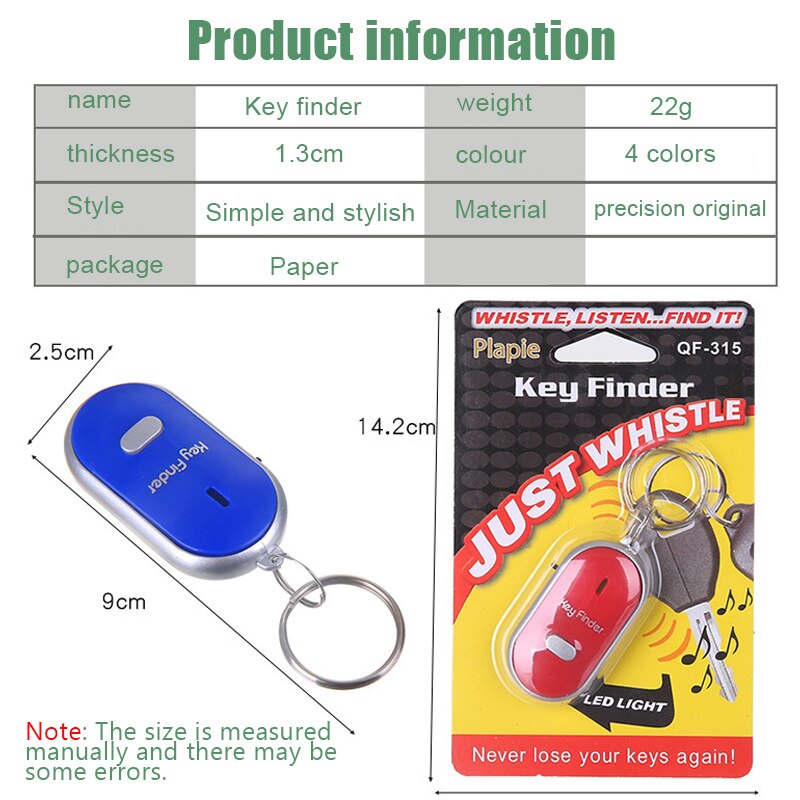 Draadloze Anti-Verloren Alarm Key Finder Locator Sleutelhanger Whistle Sound Led Licht Tracker Anti-Verloren Apparaat Voor Ouderen /Kid/Huisdier @