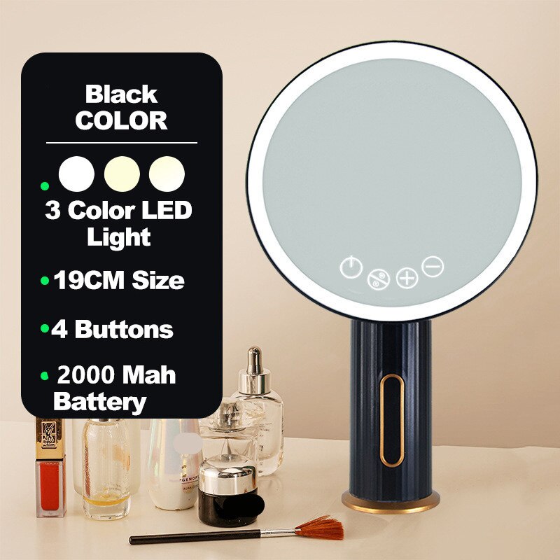 3 farbe LED Eitelkeit machen-hoch-Spiegel Licht Wiederaufladbare Stand Licht Reise Tragbare Lampe machen-hoch Kosmetische Dressing Tisch Schreibtisch Spiegel: Schwarz