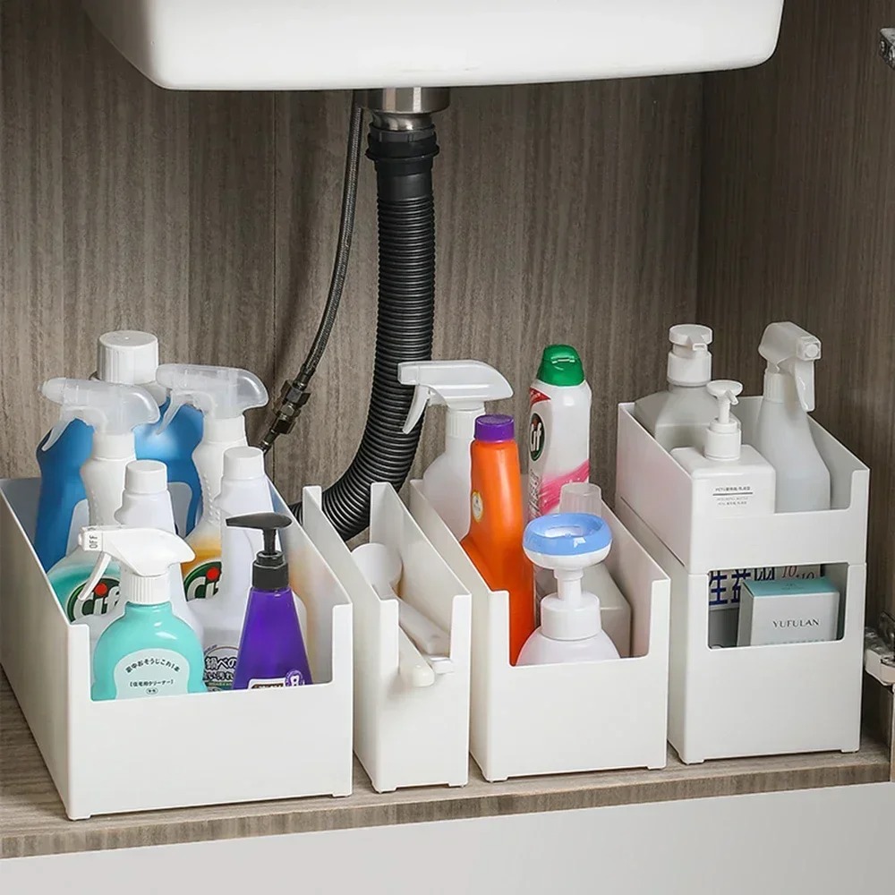 Rechtwinklige Aufbewahrungsbox, Küchenschrank, multifunktionale Schublade, Organizer-Kasten, erweiterbarer Aufbewahrungskorb, Schreibtisch-machen-hoch-Organizer